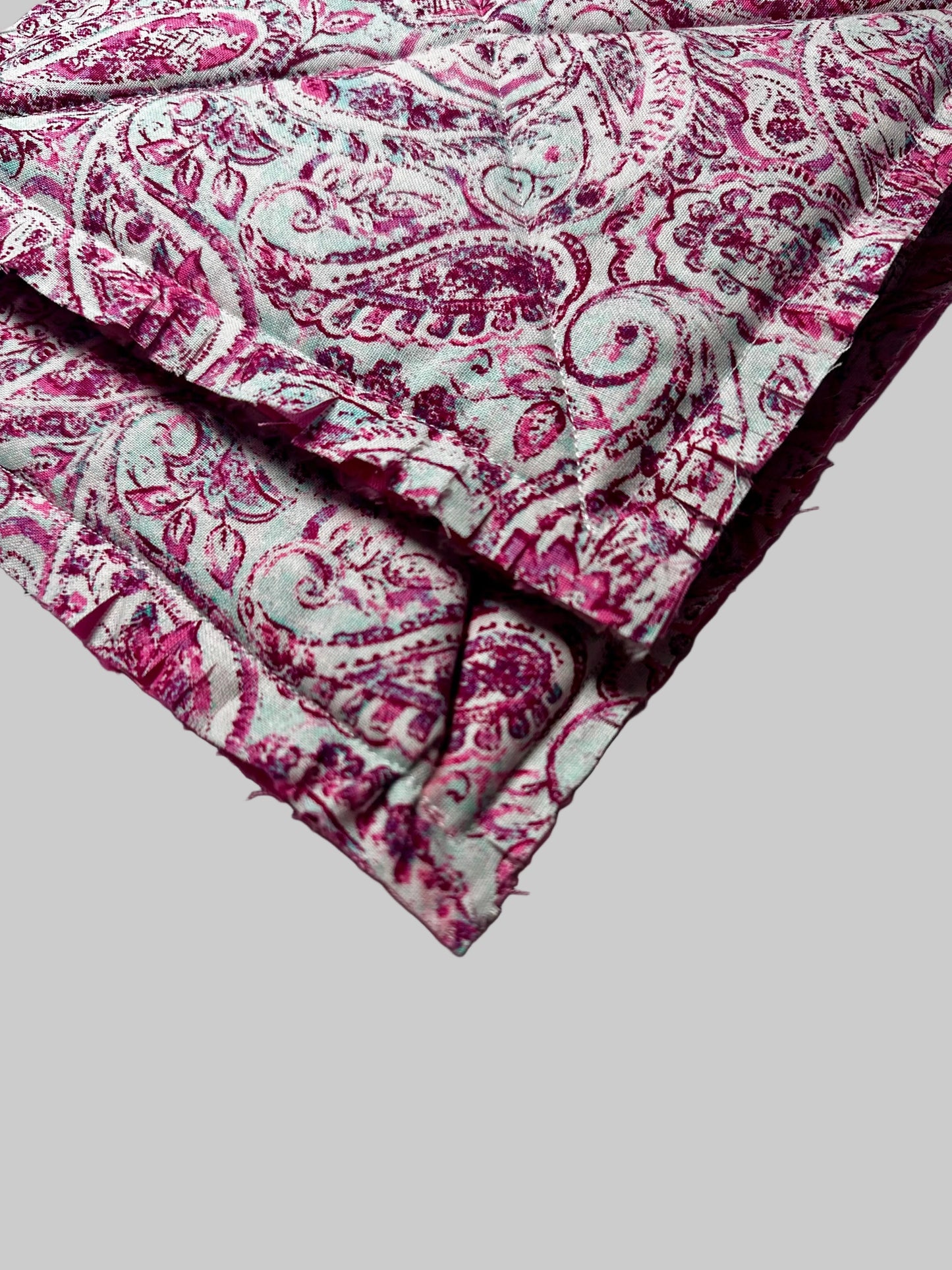Quilted Cotton Hot Pads Set in Pink Paisley