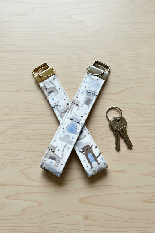 Everyday Handmade Wristlet Keychain 'Many Cats'